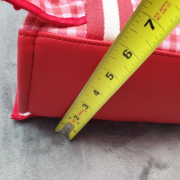 Betsey Johnson Heart LB Ruffle Pink Red Gingham Handbag Crossbody Tote Cottage - Picture 9 of 16